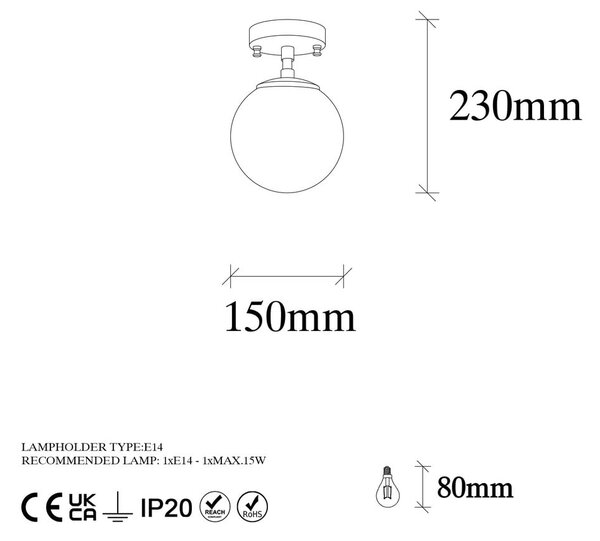 Biele/v mosadznej farbe stropné svietidlo so skleneným tienidlom ø 15 cm Atmaca – Opviq lights
