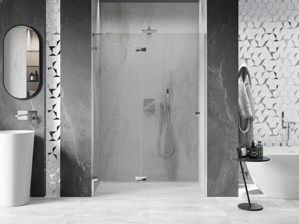 Mexen, Mexen Lunar ľavé výklopné sprchové dvere 130 cm, transparentné, chróm - 834-130-000-01-00-L