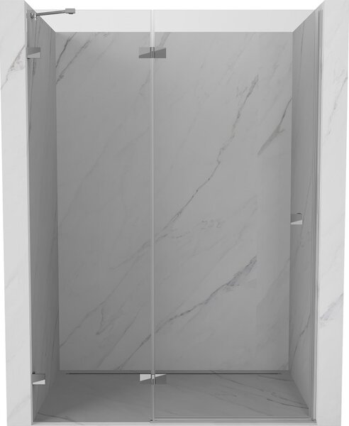Mexen, Mexen Lunar ľavé výklopné sprchové dvere 130 cm, transparentné, chróm - 834-130-000-01-00-L