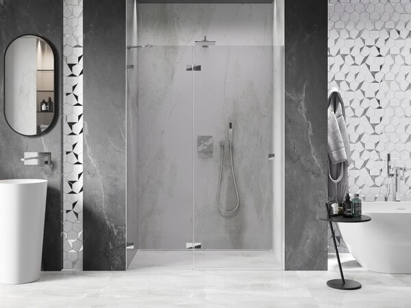 Mexen, Mexen Lunar ľavé výklopné sprchové dvere 130 cm, transparentné, chróm - 834-130-000-01-00-L