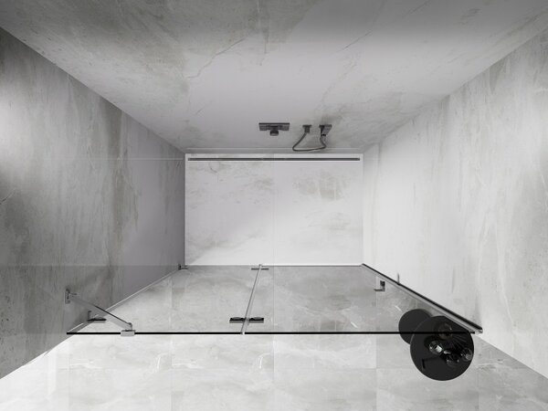 Mexen, Mexen Lunar ľavé výklopné sprchové dvere 130 cm, transparentné, chróm - 834-130-000-01-00-L