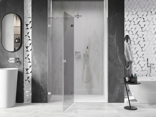 Mexen, Mexen Lunar ľavé výklopné sprchové dvere 130 cm, transparentné, chróm - 834-130-000-01-00-L