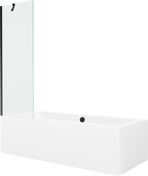 MEXEN - Cube vaňa 170x80 cm s bočným panelom - vaňová zástena 60 cm - transparentná/čierna - 550517080X9506000070