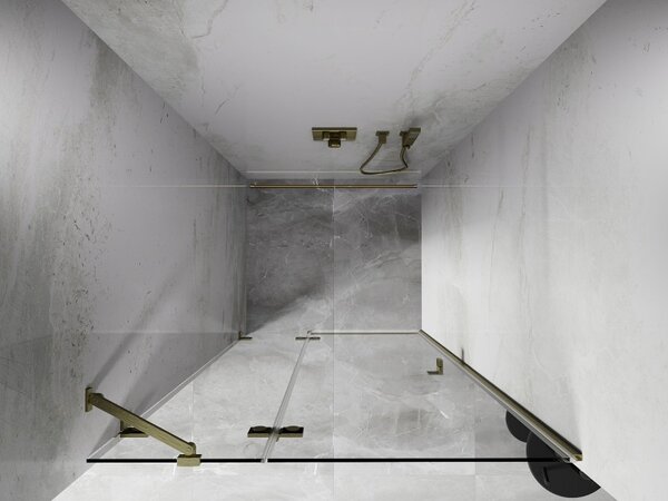 Mexen, Mexen Lunar ľavé výklopné sprchové dvere 70 cm, transparentné, brúsené zlaté - 834-070-000-55-00-L