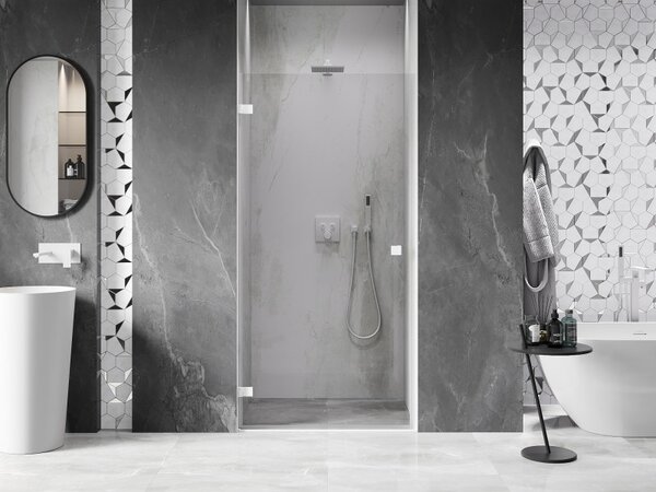 Mexen, Mexen Lunar-B Otočné ľavé sprchové dvere 60 cm, transparentné, biele - 832-060-000-20-00-L