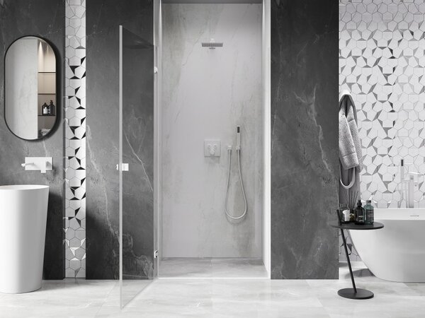 Mexen, Mexen Lunar-B Otočné ľavé sprchové dvere 60 cm, transparentné, biele - 832-060-000-20-00-L
