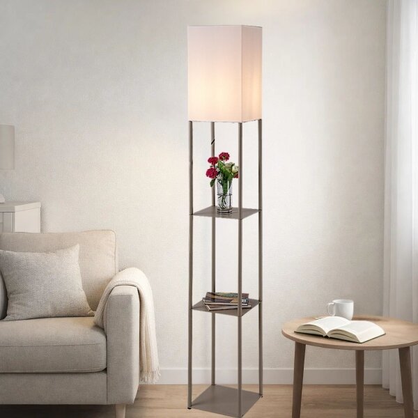 Brilagi - Stojacia lampa s policami GRADUS 1xE27/40W/230V 150 cm šedá/béžová