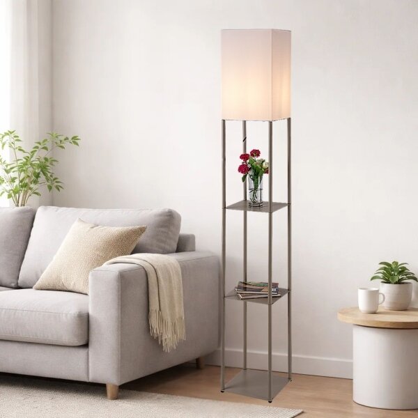 Brilagi - Stojacia lampa s policami GRADUS 1xE27/40W/230V 150 cm šedá/béžová