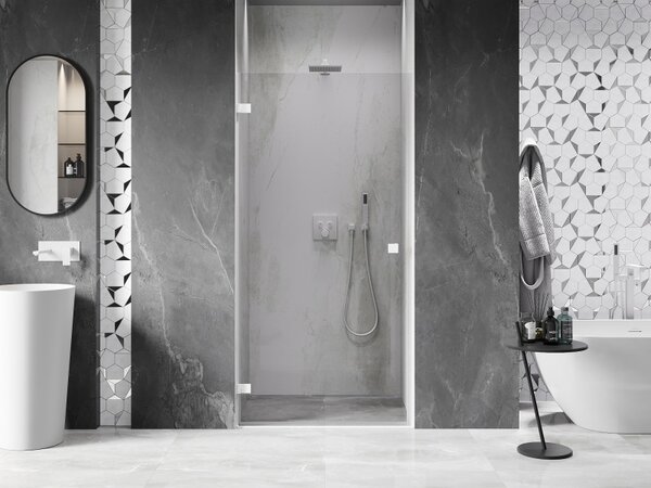 Mexen, Mexen Lunar-B Otočné ľavé sprchové dvere 60 cm, transparentné, biele - 832-060-000-20-00-L