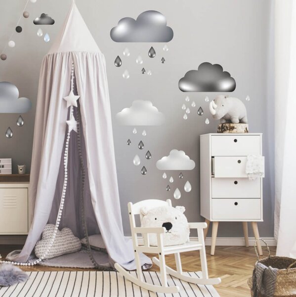INSPIO-textilná prelepiteľná nálepka - Tapety na stenu - Mráčiky, oblaky