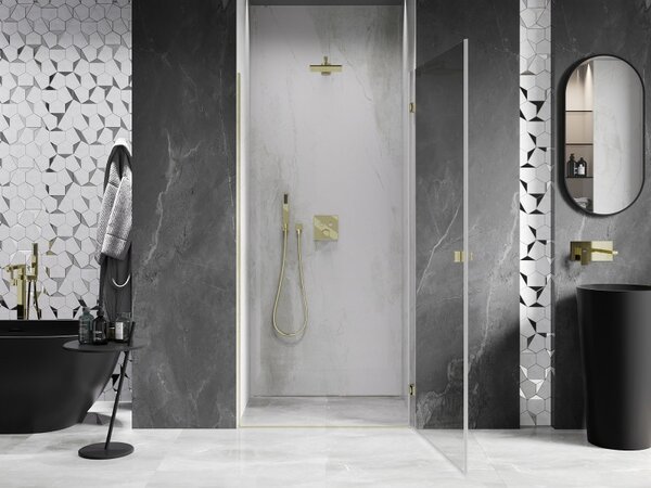 Mexen, Mexen Lunar-B výklopné pravé sprchové dvere 65 cm, transparentné, brúsené zlato - 832-065-000-55-00-P