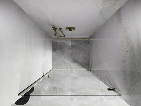 Mexen, Mexen Lunar-B výklopné pravé sprchové dvere 65 cm, transparentné, brúsené zlato - 832-065-000-55-00-P