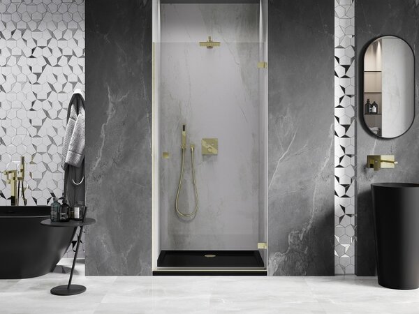 Mexen, Mexen Lunar-B výklopné pravé sprchové dvere 65 cm, transparentné, brúsené zlato - 832-065-000-55-00-P