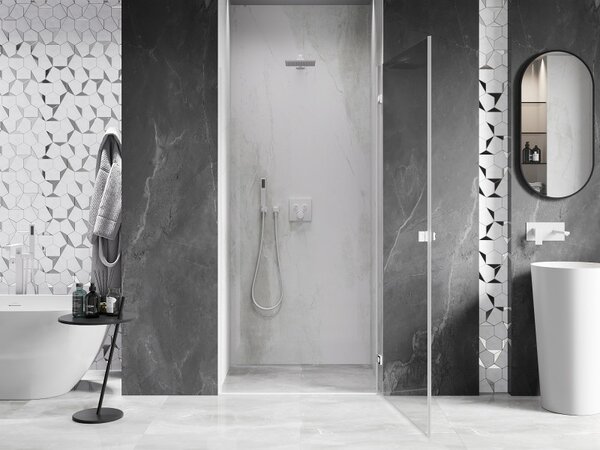 Mexen, Mexen Lunar-B Otočné pravé sprchové dvere 60 cm, transparentné, biele - 832-060-000-20-00-P