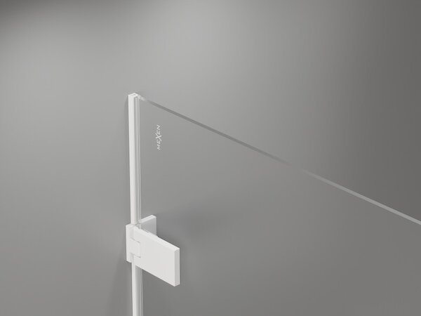 Mexen, Mexen Lunar-F skladacie ľavé sprchové dvere 60 cm, transparentné, biele - 836-060-000-20-00-L