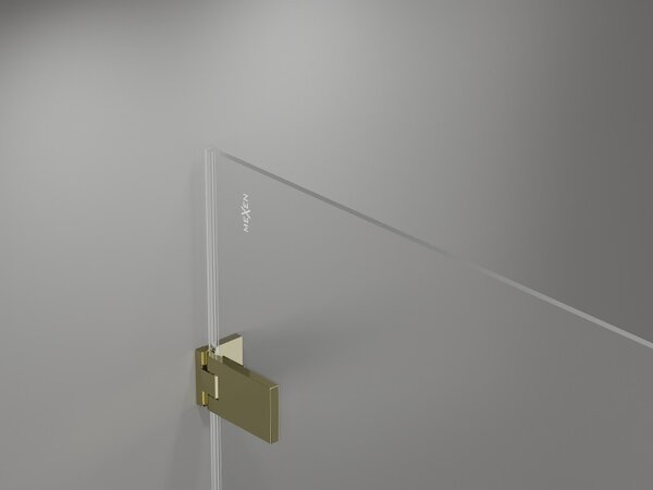 Mexen Lunar-F, skladacie ľavé sprchové dvere 110 cm, číre sklo, zlatý profil, 836S-110-050-50-00-L