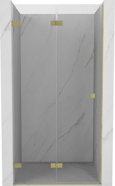 Mexen, Mexen Lunar-F skladacie ľavé sprchové dvere 65 cm, transparentné, brúsené zlaté - 836-065-000-55-00-L