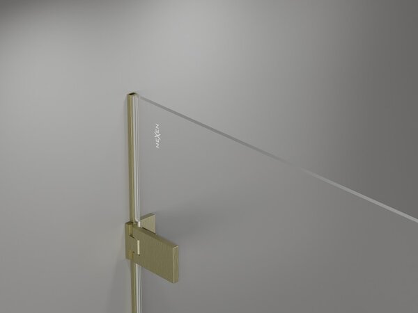 Mexen, Mexen Lunar-F skladacie ľavé sprchové dvere 65 cm, transparentné, brúsené zlaté - 836-065-000-55-00-L