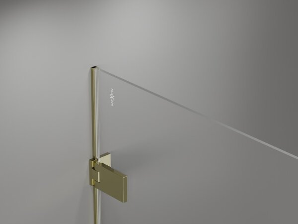 Mexen Lunar-F, skladacie ľavé sprchové dvere 110 cm, číre sklo, zlatý profil, 836S-110-050-50-00-L