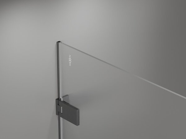 Mexen, Mexen Lunar-F pravé sklápacie sprchové dvere 60 cm, priehľadné, pištoľovo šedé kartáčované - 836-060-000-66-00-P