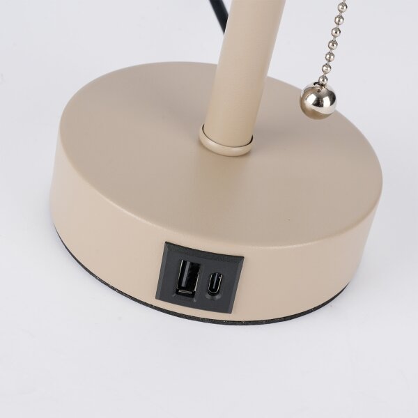 Brilagi - Stolná lampa s USB portom TABLON 1xE27/25W/230V béžová
