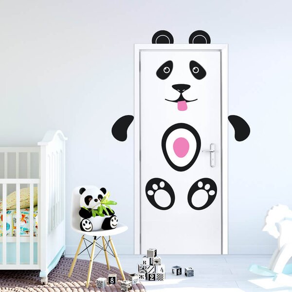 INSPIO-textilná prelepiteľná nálepka - Panda - nálepka na dvere a stenu