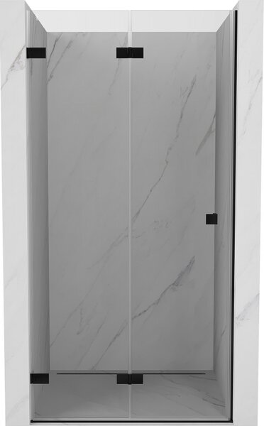 Mexen, Mexen Lunar-F skladacie ľavé sprchové dvere 60 cm, priehľadné, čierne - 836-060-000-70-00-L