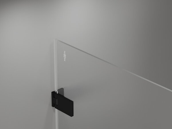 Mexen, Mexen Lunar-F skladacie ľavé sprchové dvere 60 cm, priehľadné, čierne - 836-060-000-70-00-L
