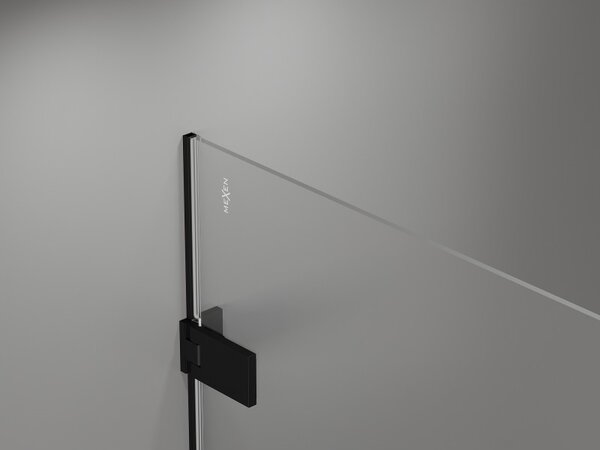 Mexen, Mexen Lunar-F skladacie ľavé sprchové dvere 60 cm, priehľadné, čierne - 836-060-000-70-00-L