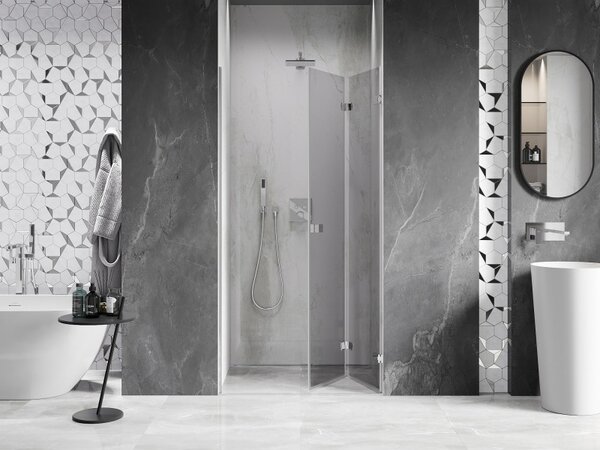 Mexen, Mexen Lunar-F pravé sklápacie sprchové dvere 60 cm, transparentné, chróm - 836-060-000-01-00-P