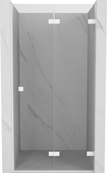 Mexen, Mexen Lunar-F pravé sklápacie sprchové dvere 60 cm, transparentné, biele - 836-060-000-20-00-P