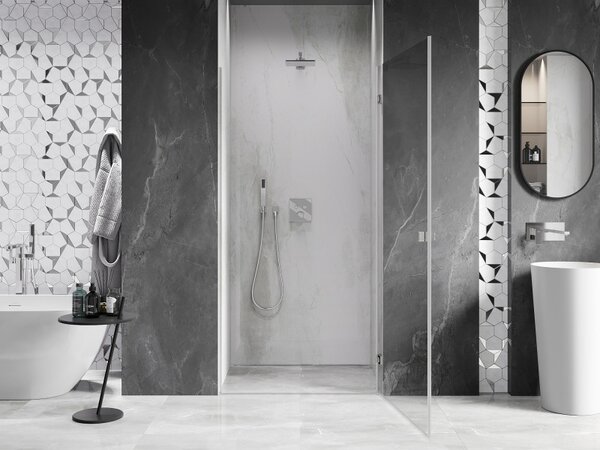 Mexen, Mexen Lunar-B Otočné pravé sprchové dvere 60 cm, transparentné, brúsený nikel - 832-060-000-97-00-P