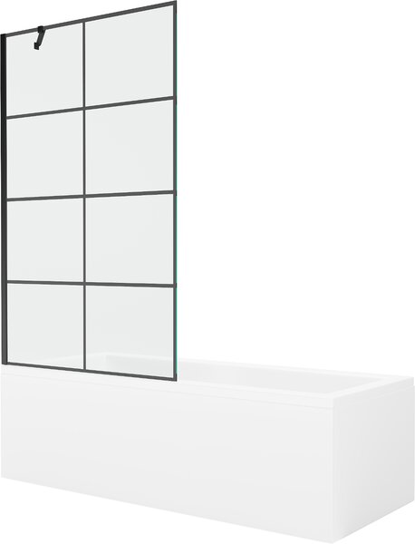 MEXEN - Cubik vaňa 150 x 70 cm s bočným panelom, vaňová zástena 100 cm, čierna - 550315070X9510007077