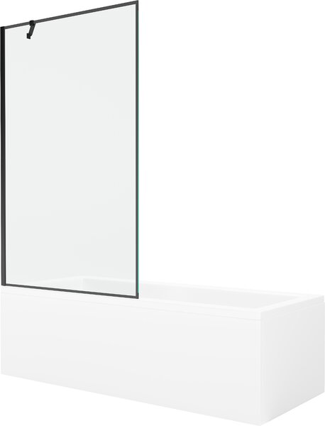 MEXEN - Cubik vaňa 150 x 70 cm s bočným panelom, vaňová zástena 100 cm, čierna - 550315070X9510007070