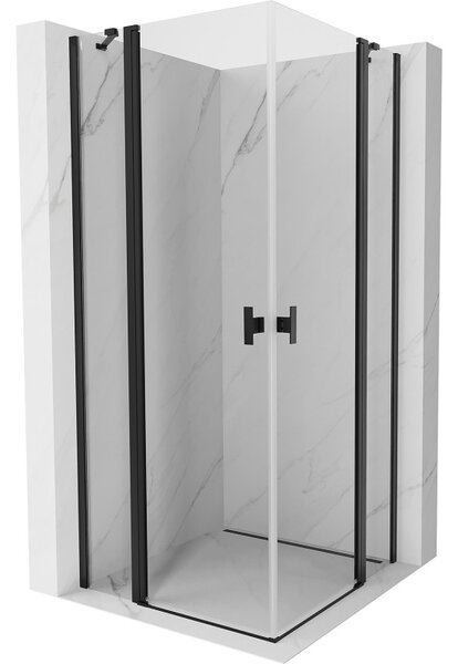 Mexen, Mexen Mist Duo výklopný sprchový kút 70 x 70 cm, priehľadný, čierny - 8A4-070-070-70-00