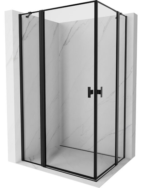 Mexen, Mexen Mist Duo výklopný sprchový kút 80 x 75 cm, čierny rám - 8A4-080L-075P-70-70