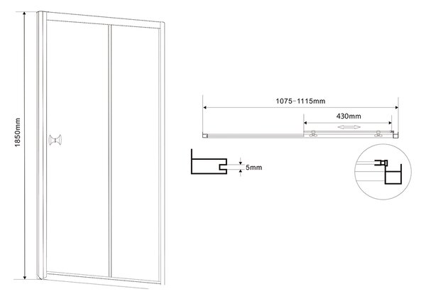 Aqualine Aqualine, AMADEO obdĺžniková sprchová zástena 1100x800mm L/P varianta, sklo Brick, BTS110BTP80