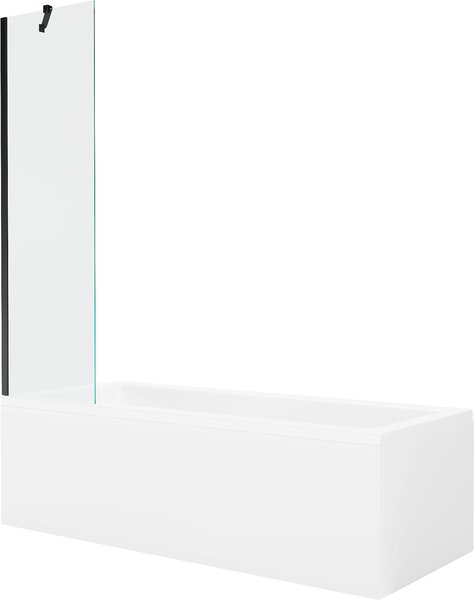 MEXEN - Cubik vaňa 150 x 70 cm s bočným panelom, vaňová zástena 50 cm, transparentná, čierna - 550315070X9505000070