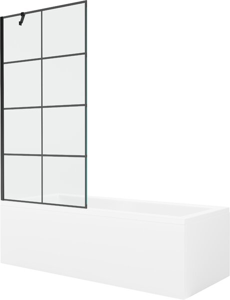 MEXEN - Cubik vaňa 150 x 70 cm s bočným panelom, vaňová zástena 90 cm, čierna - 550315070X9509007077