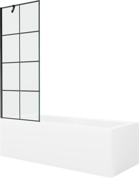 MEXEN - Cubik vaňa 150 x 70 cm s bočným panelom, vaňová zástena 70 cm, čierna - 550315070X9507007077