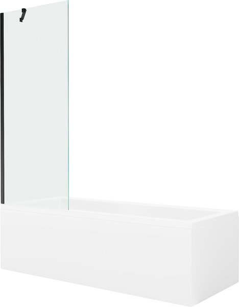 MEXEN - Cubik vaňa 150 x 70 cm s bočným panelom, vaňová zástena 70 cm, transparentná, čierna - 550315070X9507000070