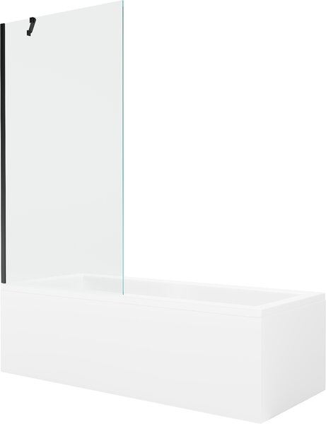 MEXEN - Cubik vaňa 150 x 70 cm s bočným panelom, vaňová zástena 90 cm, transparentná, čierna - 550315070X9509000070