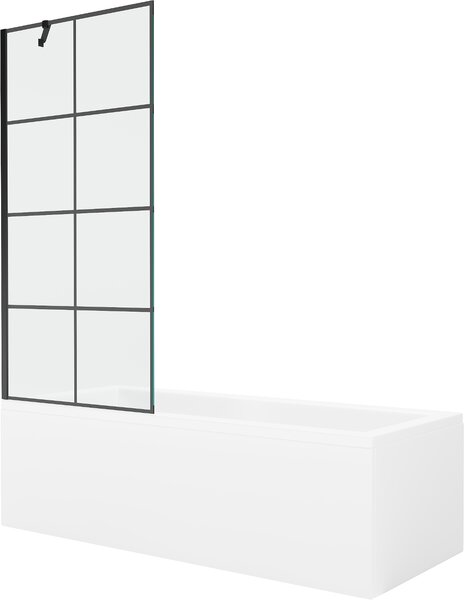 MEXEN - Cubik vaňa 150 x 70 cm s bočným panelom, vaňová zástena 80 cm, čierna - 550315070X9508007077