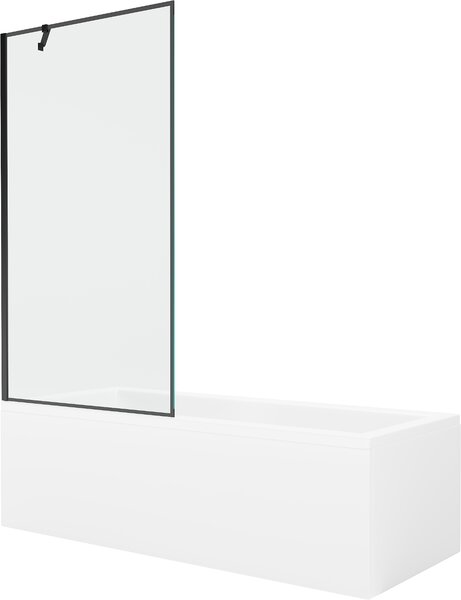MEXEN - Cubik vaňa 150 x 70 cm s bočným panelom, vaňová zástena 90 cm, čierna - 550315070X9509007070
