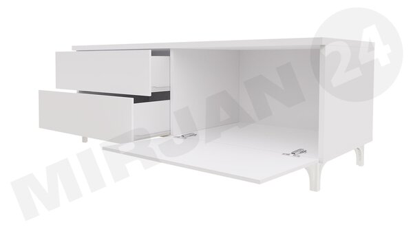 Mirjan24 TV stolík Cleo XI-W P, Farby: biela / biely lesk 5902928369144