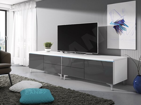 Mirjan24 TV stolík Cleo XI-W Double, Farby: biela / čierny lesk 5902928370560
