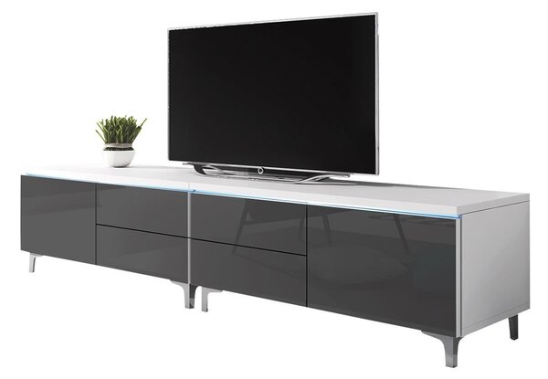 Mirjan24 TV stolík Cleo XI-W Double, Farby: biela / šedý lesk 5902928370577