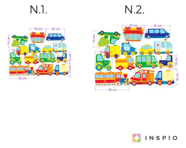 INSPIO-textilná prelepiteľná nálepka - Autíčka detské samolepky