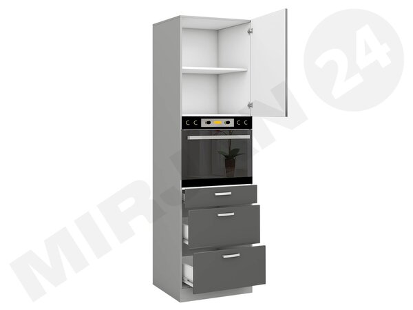 Mirjan24 Skrinka vysoká pod rúru na pečenie Multiline 60 DPS-210 3S 1F, Farby: šedý / krém lesk 5902928216363