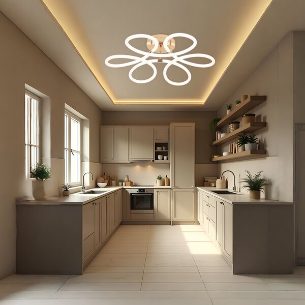 Toolight Toolight, LED moderné stropné svietidlo, 99W, 4000K, 5000lm, G023-C, biela-zlatá lesklá, OSW-06374